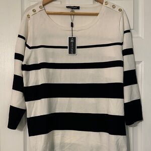 Cable & Gauge Black and White Striped Tunic